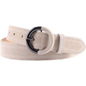 Women Stretch Leather Belt Skinny Waistband for Pants Jeans Round Pin Buckle Decorative Belt