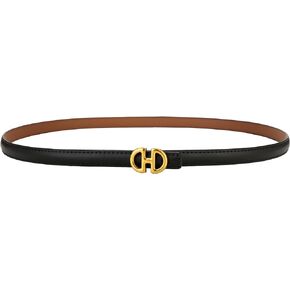 Women's Classic Buckle Design Cowhide Belt, Women's Skinny Belts for Jeans Dress Pants