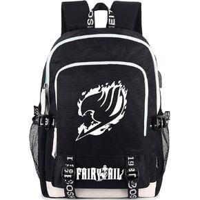 Roffatide Anime Fairy Tail Backpack Luminous Printed College School Bag Laptop Backpack with USB Charging Port & Headphone Port