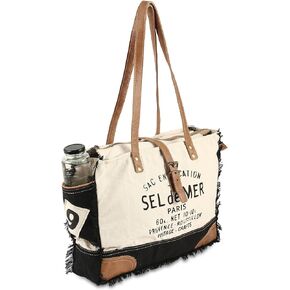 vintage crafts Bags Sel De Mer Upcycled Canvas Hand Bag Upcycled Canvas Tote Bag Radiant Leather Bag
