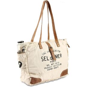 vintage crafts Bags Sel De Mer Upcycled Canvas Hand Bag Upcycled Canvas Tote Bag Radiant Leather Bag