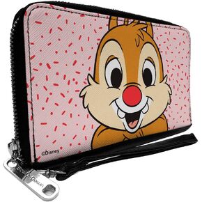 Buckle-Down PU Zip Around Wallet Rectangle Chip n Dale Dale Smiling Pose Sprinkle Pink Red