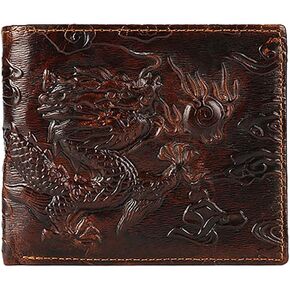 1PCS Dragon Wallet 3D Engraved Dragon Wallet Vintage Wallet Dragon Wallets for Men Genuine Leather Wallet