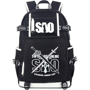 Roffatide Anime Sword Art Online Backpack Luminous School Bag SAO Laptop Backpack with USB Charging Port & Headphone Port