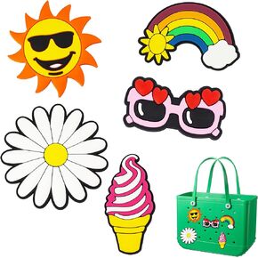 Rubber Beach Bag Accessories Charms for Summer Bag decorations for differents ornament with 0.5'' dia Hole-5 Pack
