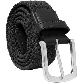 Men Women Canvas Elastic Fabric Woven Belts Stretch Braided Belts No Holes Belt (for 28-39" Waist)