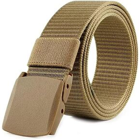 Q&Q ESSENTIALS Mens Belt Canvas Nylon Belts for Men with Plastic Cam Belt Buckle Khaki (Size 39-42)