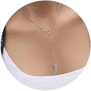Olbye Infinity Angel Wing Necklace Choker Silver Infinity Necklace Everyday Jewelry Necklace for Women and Girls