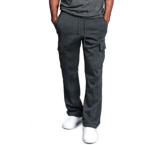 Men's Cargo Sweatpants Open Bottom Straight Leg Casual Loose Fit Baggy Athletic Jogger Pants with Pockets…