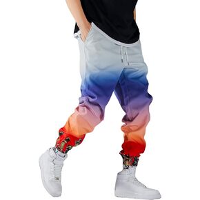 WDIRARA Men's Graphic Print Ombre Drawstring Waist Joggers Pant Casual Sweatpants
