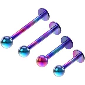 4pc 16g Surgical Steel Labret Studs Piercing Jewelry 6mm 8mm 10mm 12mm Set Lip Snake Bite Cartilage Tragus Monroe 3mm Ball