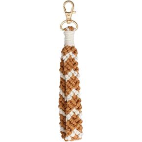 XGALBLA Boho Macrame Keychain Bracelet Handmade Wristlet Keyring Two-tone Wrist Lanyard for Women Girls