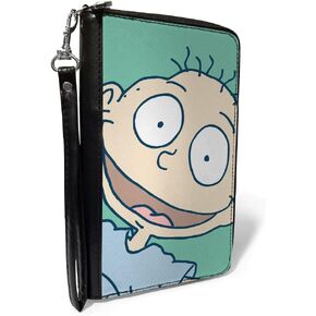 PU Zip Around Wallet Rectangle Rugrats Tommy Pickles Face Close Up Seafoam Green