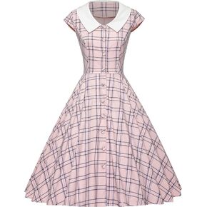 GownTown Vintage Dresses Fit & Flare Shirt Dress Cocktail Dress with Pockets