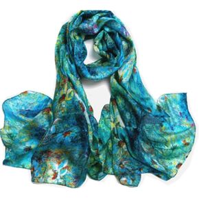 Women new 100% Silk Scarf Wrap green Lotus in Saudi Arabia