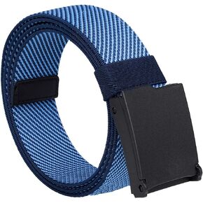 moonsix Elastic Stretch Men's Webbing Belt, Lightweight Outdoor Flip Top Buckle Belt 1.5" Checkpoint Friendly