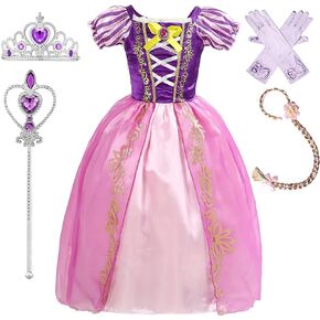 BanKids Princess Dress up Fairy Tales Costume Cosplay Party with Long Hair Accessories for Toddler Girls 3-12 Years