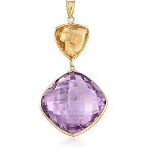 Ross-Simons 25.00 Carat Amethyst and 3.00 Carat Citrine Pendant in 14kt Yellow Gold