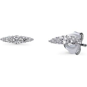 BERRICLE Sterling Silver Bar Cubic Zirconia CZ Fashion Stud Earrings for Women, Rhodium Plated