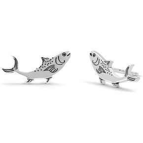 Boma Jewelry Sterling Silver Salmon Fish Stud Earrings