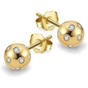 Pickleball Belle Bling Stud Earrings for Women 18K Gold Plated Over 925 Sterling Silver - Embellished with Cubic Zirconia | Birthday Gift for Her and Pickleball Players, Present for Valentine's day and Wedding Anniversary