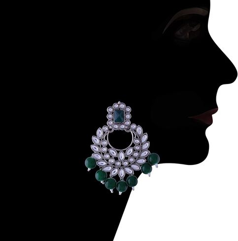 I Jewels 18k Silver Plated Indian Wedding BollywoodPearl Kundan Studded Choker Jewellery Necklace Set with Maang Tikka for Women (K7218Z-1) in Saudi Arabia