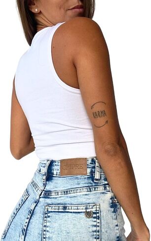 Sexy Cotton Chic Cami Crop Tank Top for Women: Sleeveless, Cute & Casual Night Out, Going Out Crop Tops in Black, Grey, White in Saudi Arabia