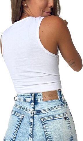 Sexy Cotton Chic Cami Crop Tank Top for Women: Sleeveless, Cute & Casual Night Out, Going Out Crop Tops in Black, Grey, White in Saudi Arabia