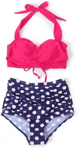 ملابس سباحة بكيني للسيدات من CHERRY CAT Vintage Polka عالية الخصر in Kuwait
