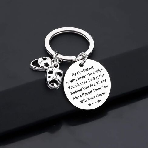 LQRI Drama Mask Keychain Theatre Gift Drama Graduation Gift Be Confident In Whatever Direction You Choose To Go in Saudi Arabia