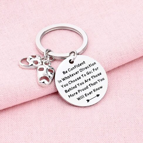 LQRI Drama Mask Keychain Theatre Gift Drama Graduation Gift Be Confident In Whatever Direction You Choose To Go in Saudi Arabia