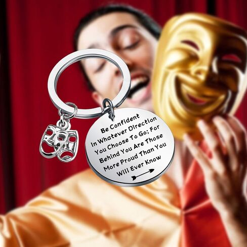 LQRI Drama Mask Keychain Theatre Gift Drama Graduation Gift Be Confident In Whatever Direction You Choose To Go in Saudi Arabia