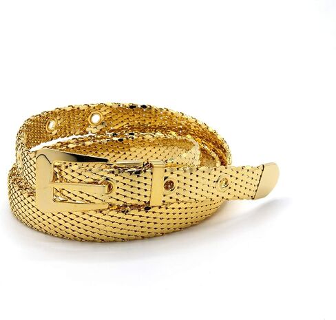 MARSHAL METAL Fashion Belt High Polished Metallic Mesh Skinny Belt 0.63" (16 mm) size 28"—34" in Saudi Arabia