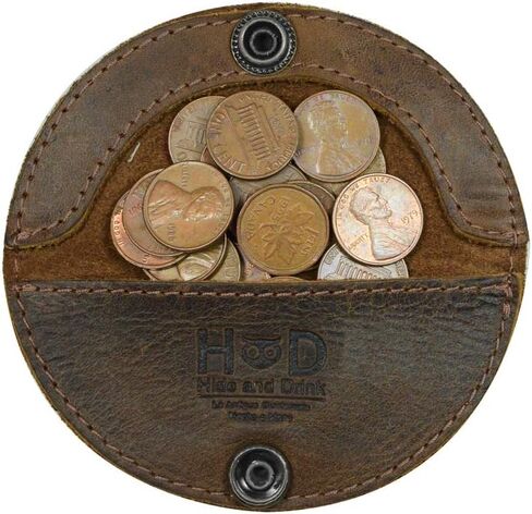 Hide & Drink Rustic Leather Moon Coin Case Handmade Bourbon Brown in Saudi Arabia