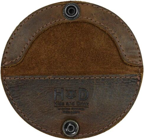 Hide & Drink Rustic Leather Moon Coin Case Handmade Bourbon Brown in Saudi Arabia