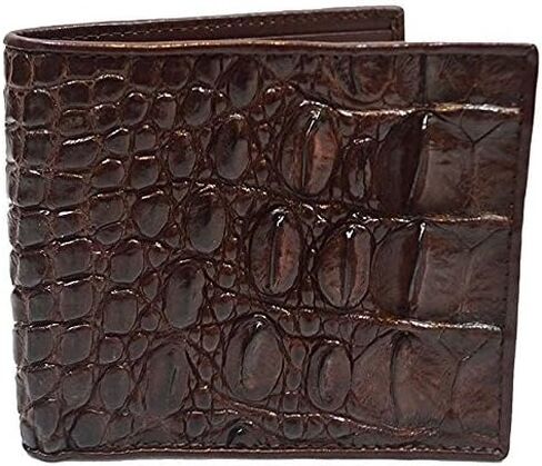 Authentic M Crocodile Skin Men's Bifold Backbone Leather Dark Brown Wallet in Saudi Arabia