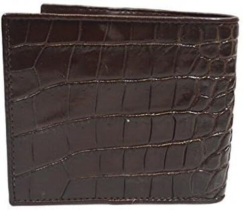 Authentic M Crocodile Skin Men's Bifold Backbone Leather Dark Brown Wallet in Saudi Arabia