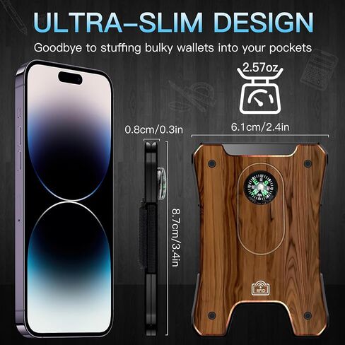 Metal Wallet for Men, Ergonomics Design Money Clip Wallet, Easily Removable Cards, Minimalist Slim Wallet with RFID Blocking, Holds 16 Cards in Saudi Arabia