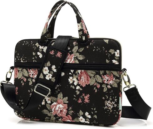 kayond Black C Rose Patten water resistant Laptop Shoulder Messenger Bag Case Sleeve for 12 Inch 13 Inch Laptop,Laptop Briefcase in Saudi Arabia
