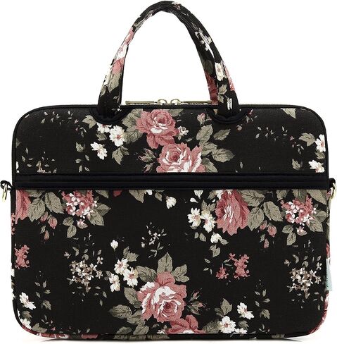 kayond Black C Rose Patten water resistant Laptop Shoulder Messenger Bag Case Sleeve for 12 Inch 13 Inch Laptop,Laptop Briefcase in Saudi Arabia