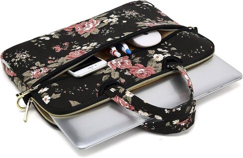 kayond Black C Rose Patten water resistant Laptop Shoulder Messenger Bag Case Sleeve for 12 Inch 13 Inch Laptop,Laptop Briefcase in Saudi Arabia