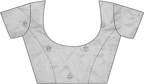 سيريل ساري اورجانزا مطبوع بحواف جاكار مع بلوزة غير مخيطة للنساء (3189S277_بينك داكن) in Kuwait