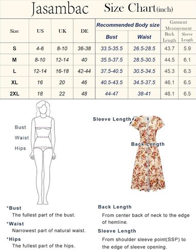 JASAMBAC Women Summer Dresses 2024 Casual Flowy Beach V Neck Ruffle Sleeve Smocked Back Waist Floral Midi Dress with Pockets in Saudi Arabia