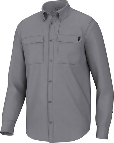 HUK Men's Back Draft Solid Long Sleeve Button, Vented Fishing Shirt in Saudi Arabia