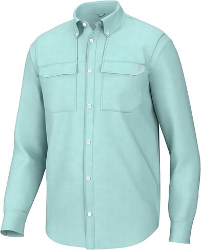HUK Men's Back Draft Solid Long Sleeve Button, Vented Fishing Shirt in Saudi Arabia
