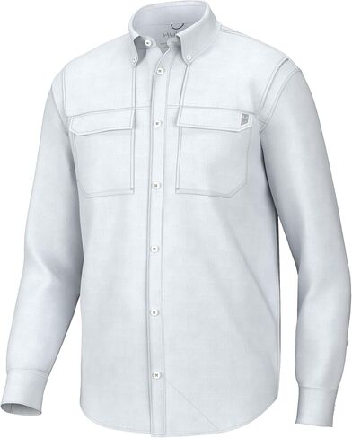 HUK Men's Back Draft Solid Long Sleeve Button, Vented Fishing Shirt in Saudi Arabia