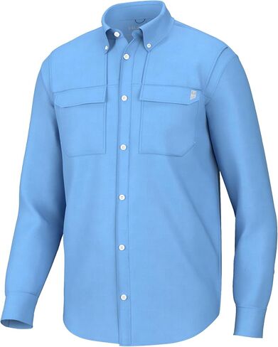 HUK Men's Back Draft Solid Long Sleeve Button, Vented Fishing Shirt in Saudi Arabia