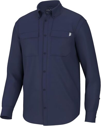 HUK Men's Back Draft Solid Long Sleeve Button, Vented Fishing Shirt in Saudi Arabia