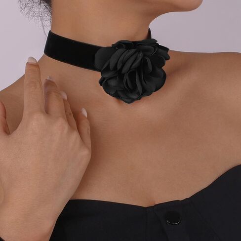 YANCHUN Flower Choker Necklace Summer Beach Choker for Women Girls Black Flower Necklace in Saudi Arabia