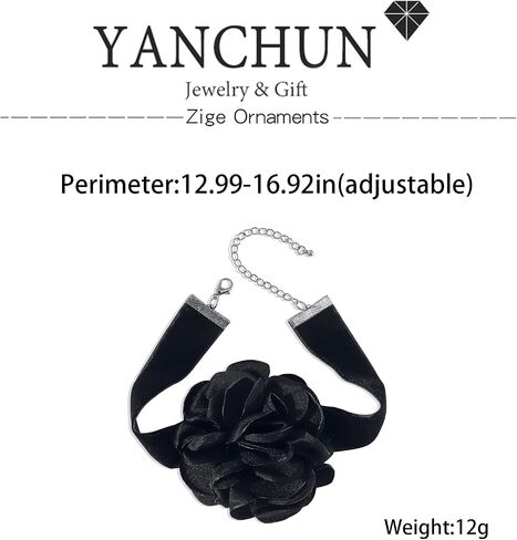YANCHUN Flower Choker Necklace Summer Beach Choker for Women Girls Black Flower Necklace in Saudi Arabia
